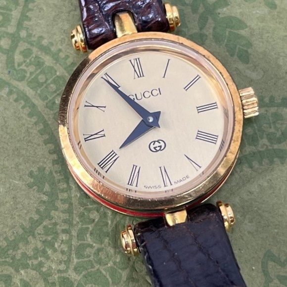 GUCCI 2000L vintage STACK sherry line Gold Dial ladies WATCH 80\'s main image 14
